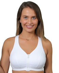 Gemm Womens Zip Sports Bra - White