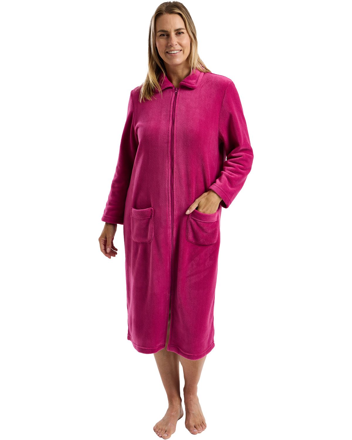 Marlon Womens Coral Fleece Zipper Robe