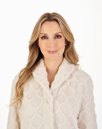 Slenderella Womens Textured Fleece Button Dressing Gown