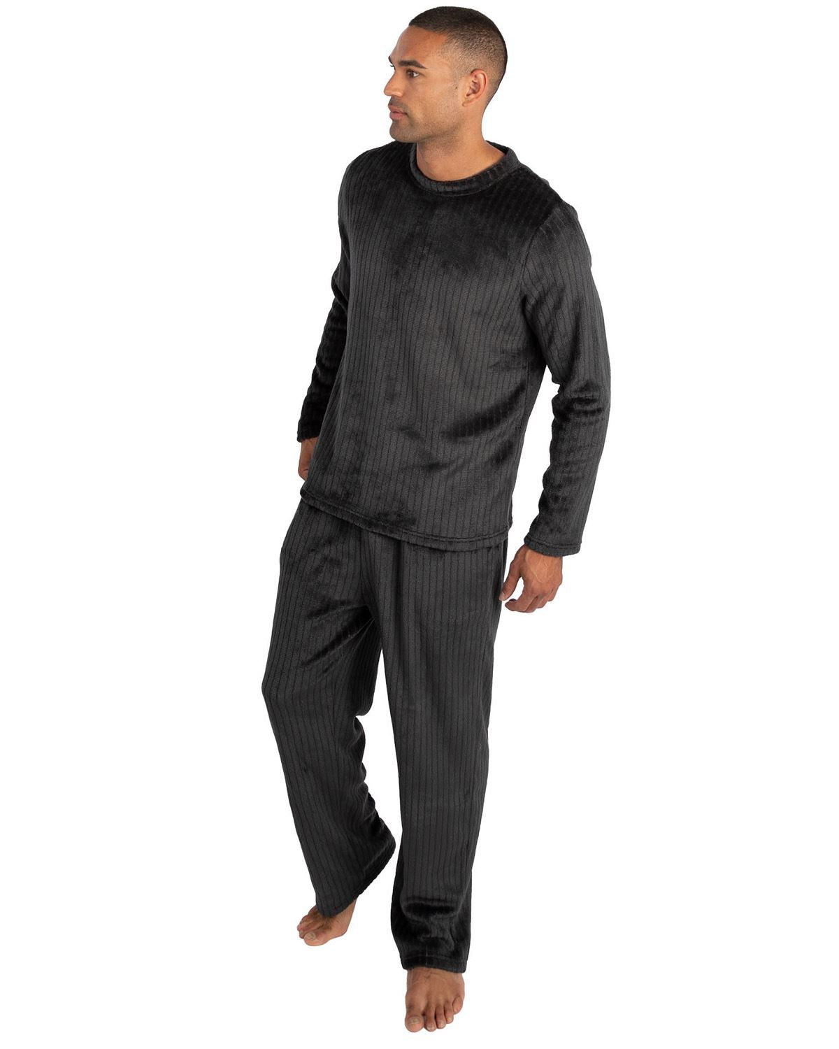 Cargo Bay Mens Ribbed Stripe Fleece Lounge Set