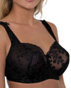 Gemm Womens Floral Embroidered Bra - Plain Black