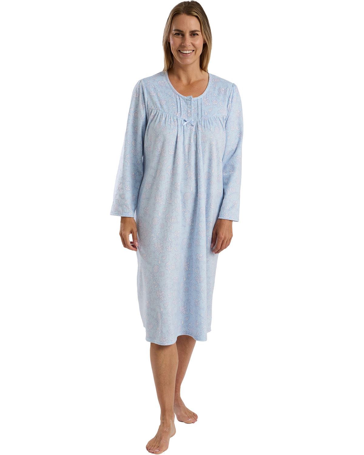 Marlon Womens Delicate Floral Fleece 45" Nightdress