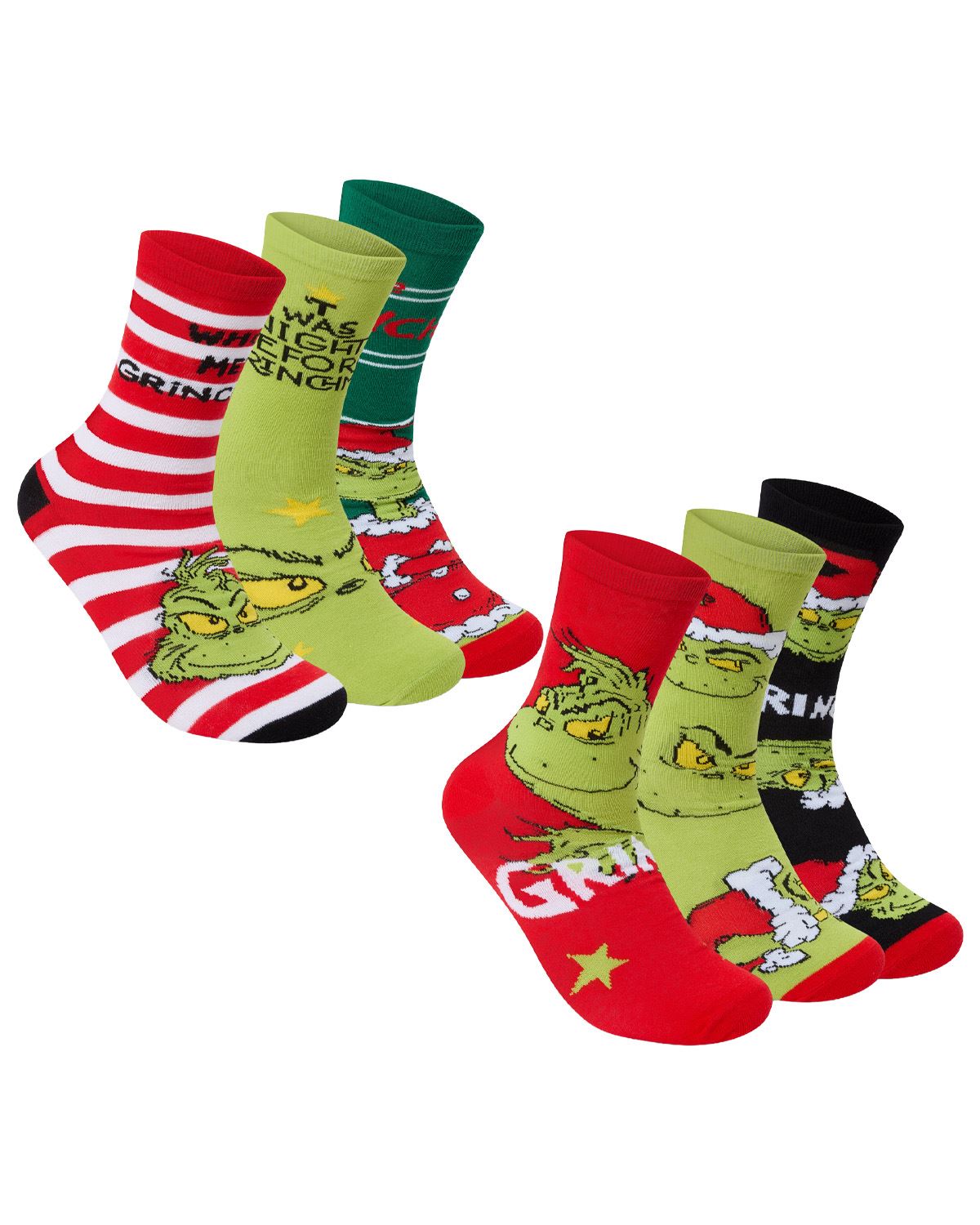6 Pairs Grinch Christmas Socks