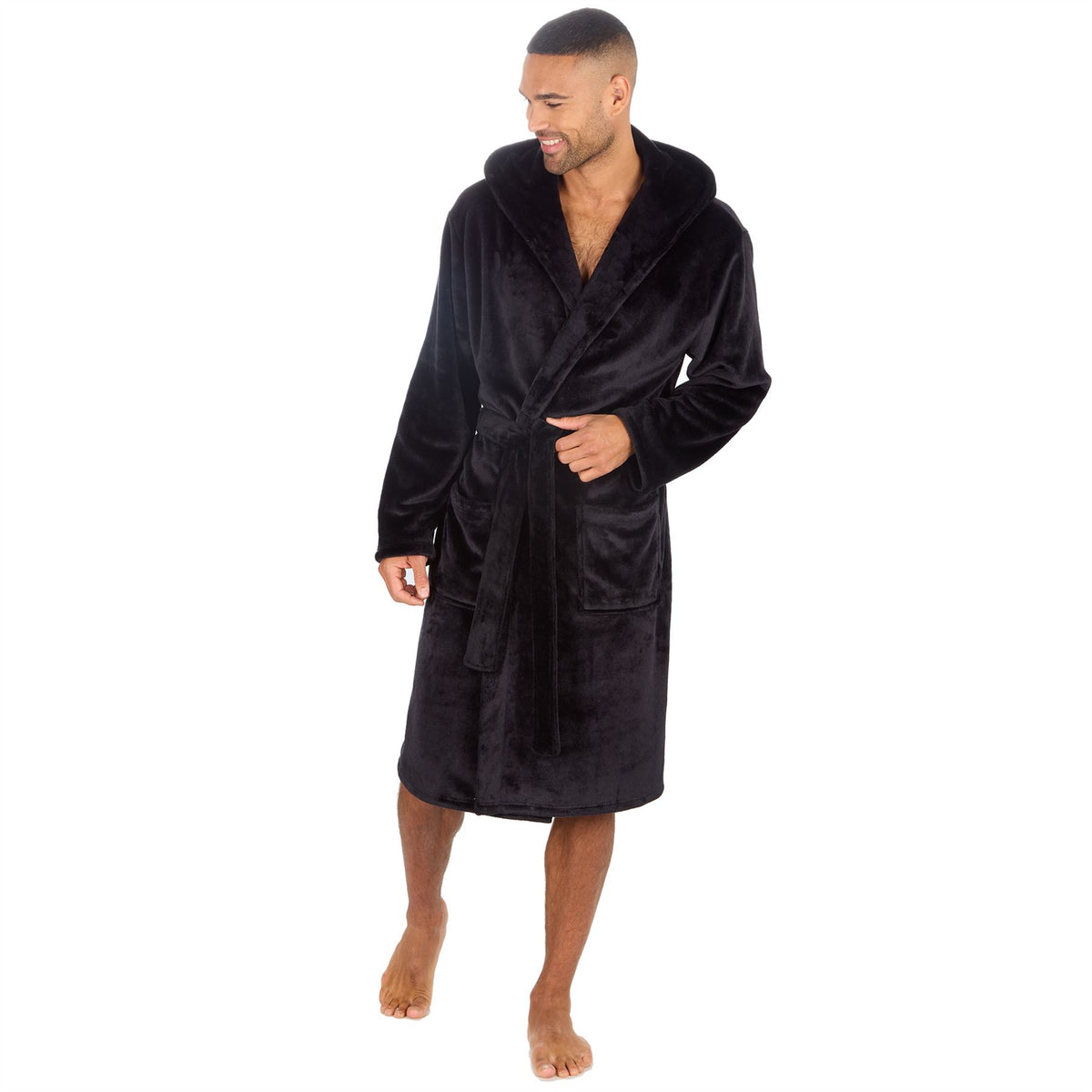 Slumber Hut Mens Polished Hooded Dressing Gown