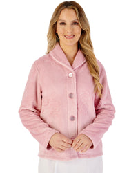 Slenderella Womens Floral Embossed Fleece Bedjacket