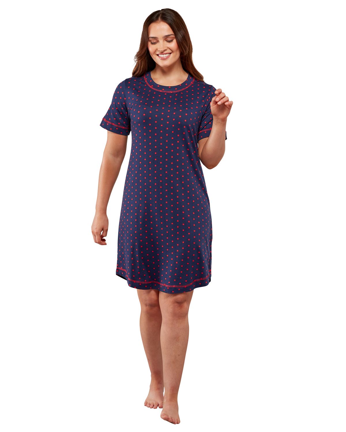 La Marquise Womens Festive Prints Short Sleeve Nightie