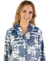 Slenderella Womens 46" Floral Flannel Fleece Zip Housecoat