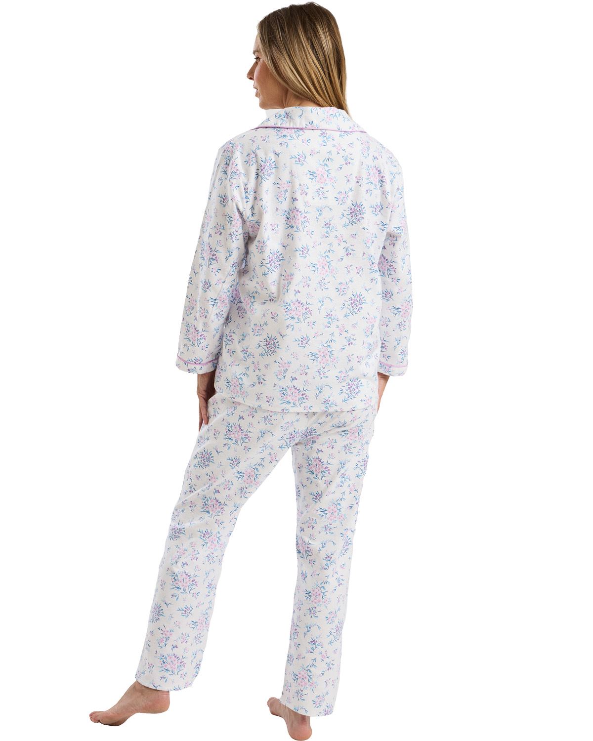 Marlon Womens Floral Bouqeut Wincey Button Pyjamas