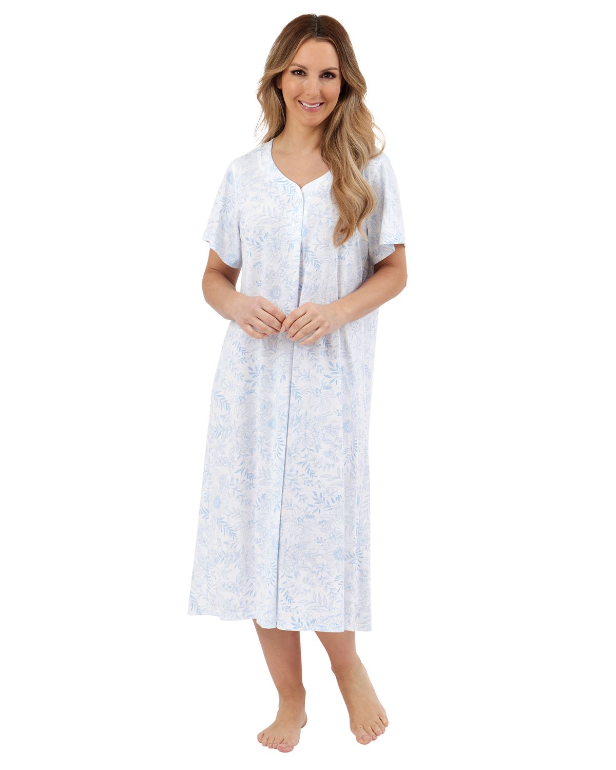 Marlon Womens Sketch Floral 45" Short Sleeve Nightie
