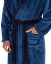 Huggable Mens Contrast Flannel Fleece Hooded Robe