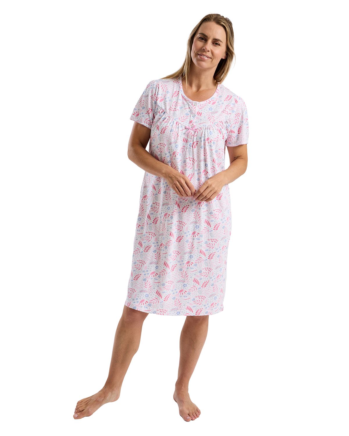 Marlon Womens Fun Floral 40" Short Sleeve Nightdress