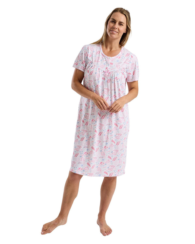 Marlon Womens Fun Floral 40" Short Sleeve Nightdress
