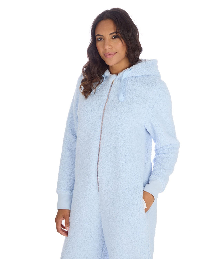 Huggable Womens Borg Zip Hooded Onesies