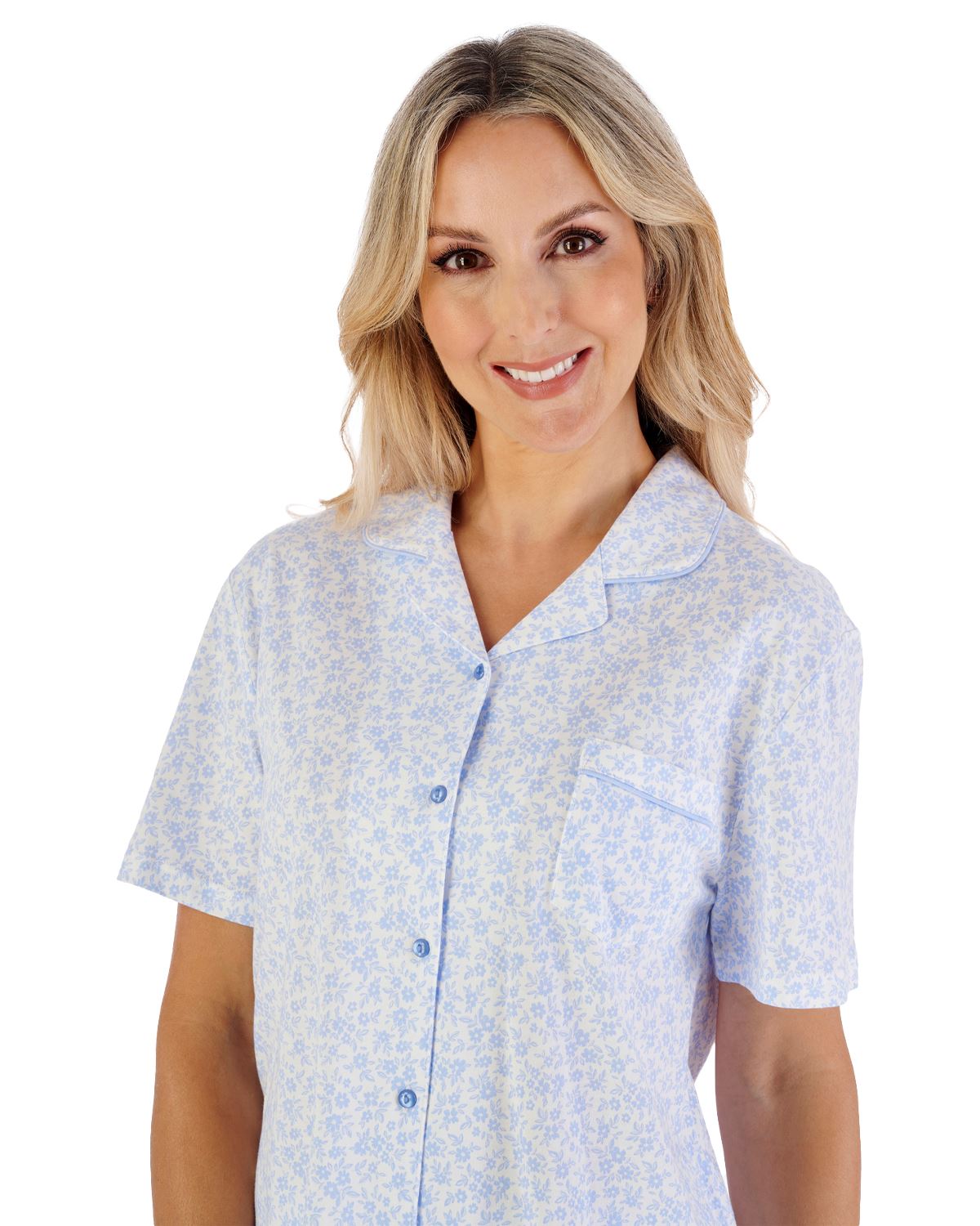 Slenderella Womens Ditsy Floral Tailored Jersey Pyjamas