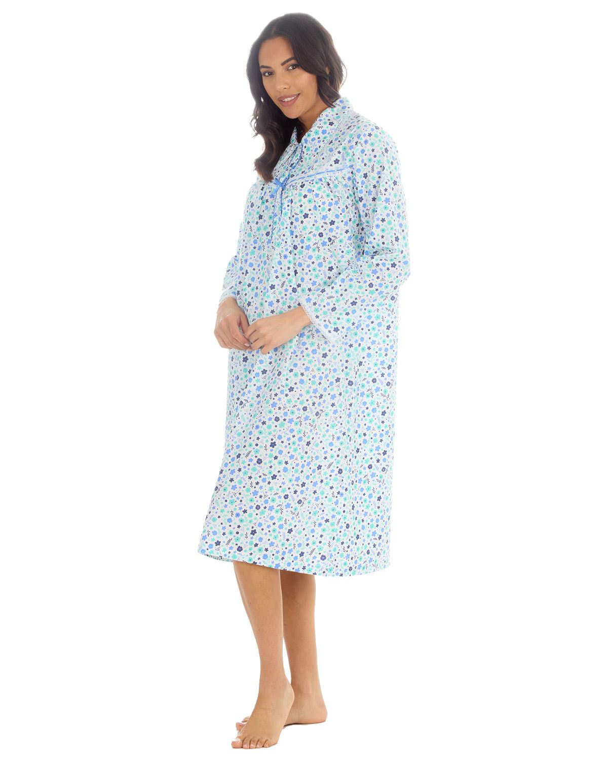 Womens Long Sleeve Woven Poplin Nightie