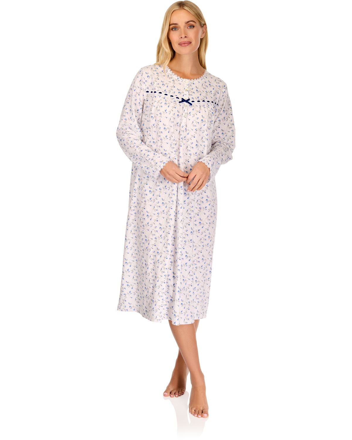 La Marquise Womens 'Velvet Rose' Long Sleeve Jersey Nightie