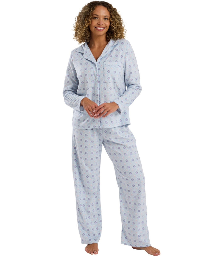 Indigo Sky Ladies Plush Fleece Fleur Geo Pyjamas