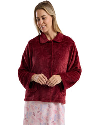 Marlon Womens Swirl Fleece Button Bedjacket