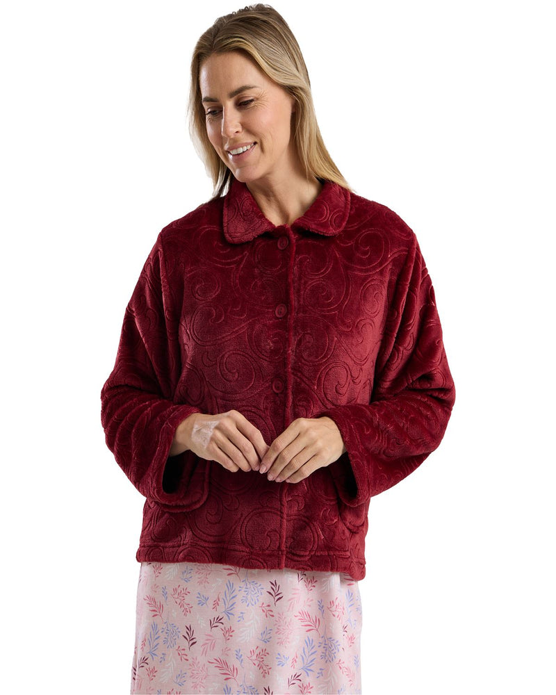 Marlon Womens Swirl Fleece Button Bedjacket