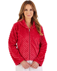 Slenderella Womens Supersoft Diagonal Rib Fleece Zip Bedjacket
