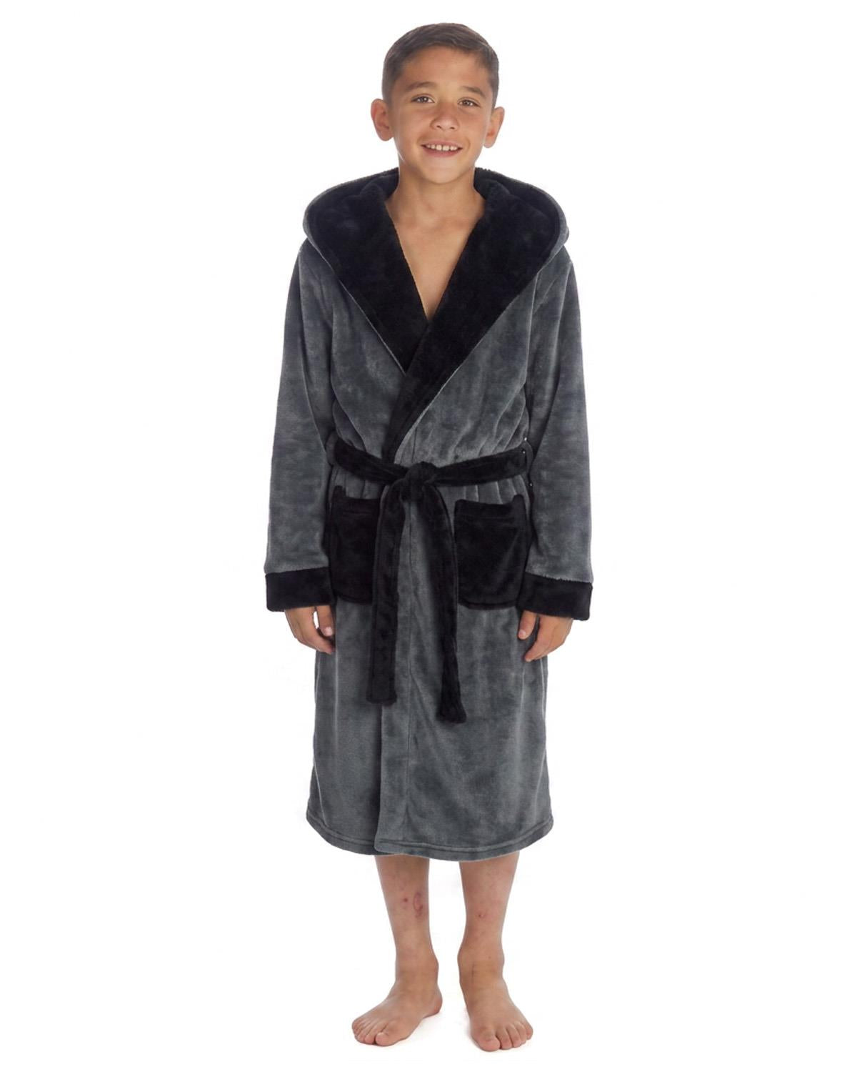 Slumber Hut Boys Contrast Hooded Dressing Gown