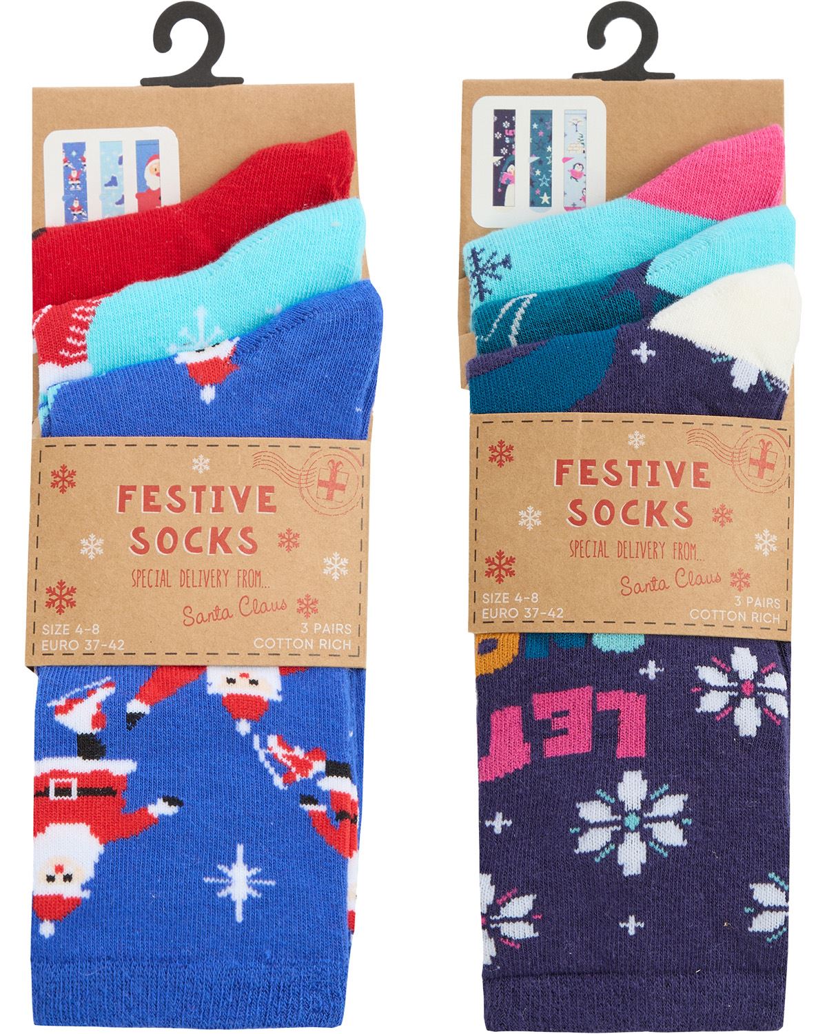 6 Pack Family Christmas Socks