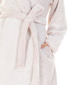 Ladies Super Soft Fleece Longpile Shawl Collar Wrap Dressing Gown Robe