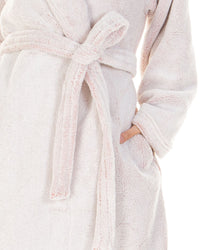 Ladies Super Soft Fleece Longpile Shawl Collar Wrap Dressing Gown Robe