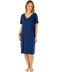 Gaspe by Slenderella Womens 40" Supersoft Short Sleeve Star Print Nightdress