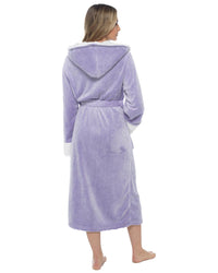 Womens Polished Fleece Sherpa Trim Dressing Gown
