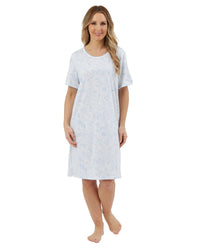 Marlon Womens 36" Sketch Floral Jersey Short Sleeve Nightie