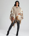 South Beach Womens Jacquard Fringe Poncho