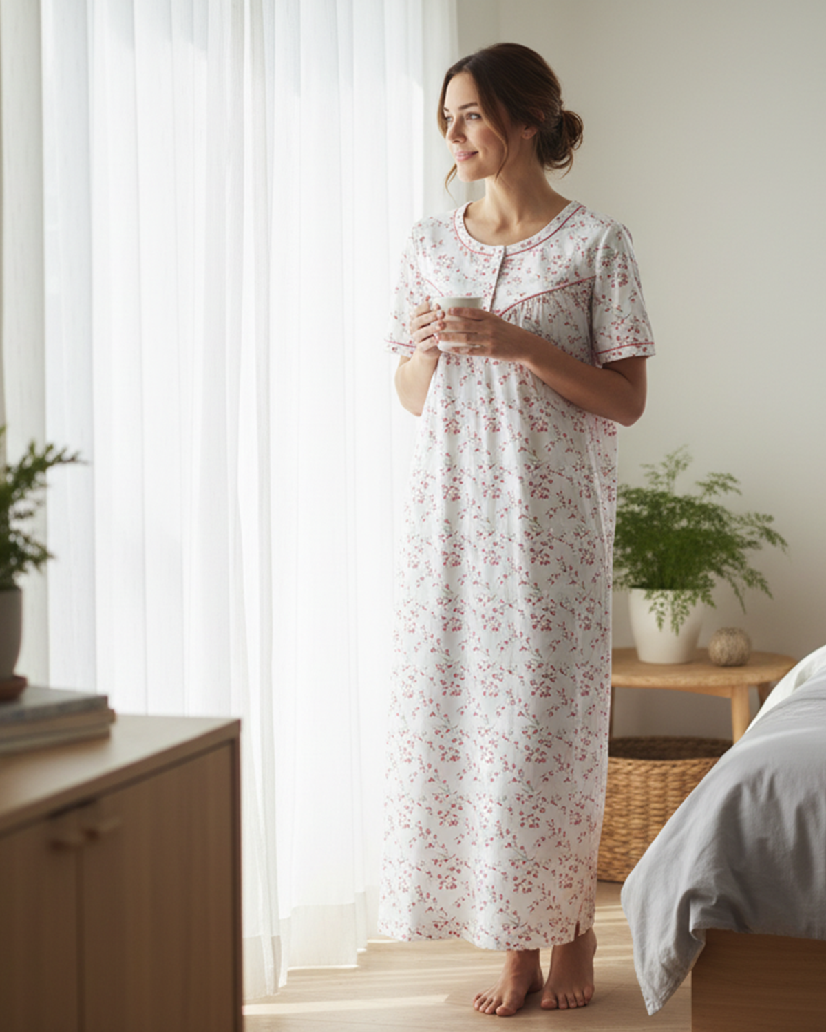 La Marquise Womens 'Moonlit Tulip' 43" & 50" Short Sleeve Nightie