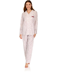 La Marquise Womens 'Velvet Rose' Long Sleeve Button Pyjamas