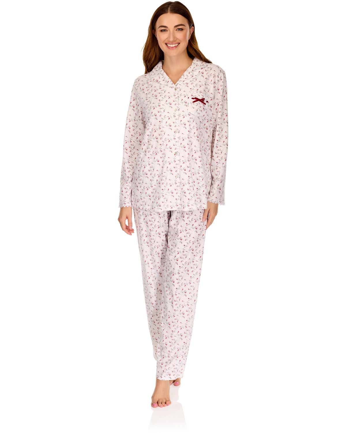 La Marquise Womens 'Velvet Rose' Long Sleeve Button Pyjamas