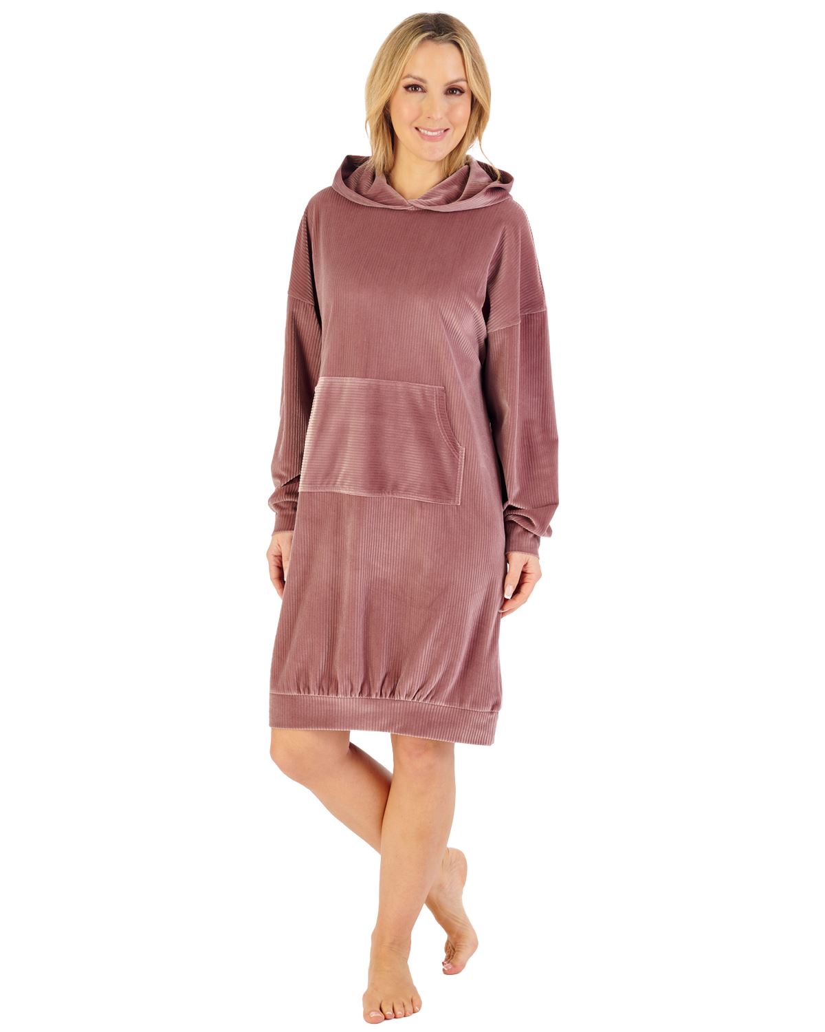 Gaspe Pyjamas Gaspé Womens Velour Stripe Hooded Nightie – Slumber Hut