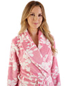 Slenderella Womens 46" Floral Flannel Fleece Shawl Collar Wrap