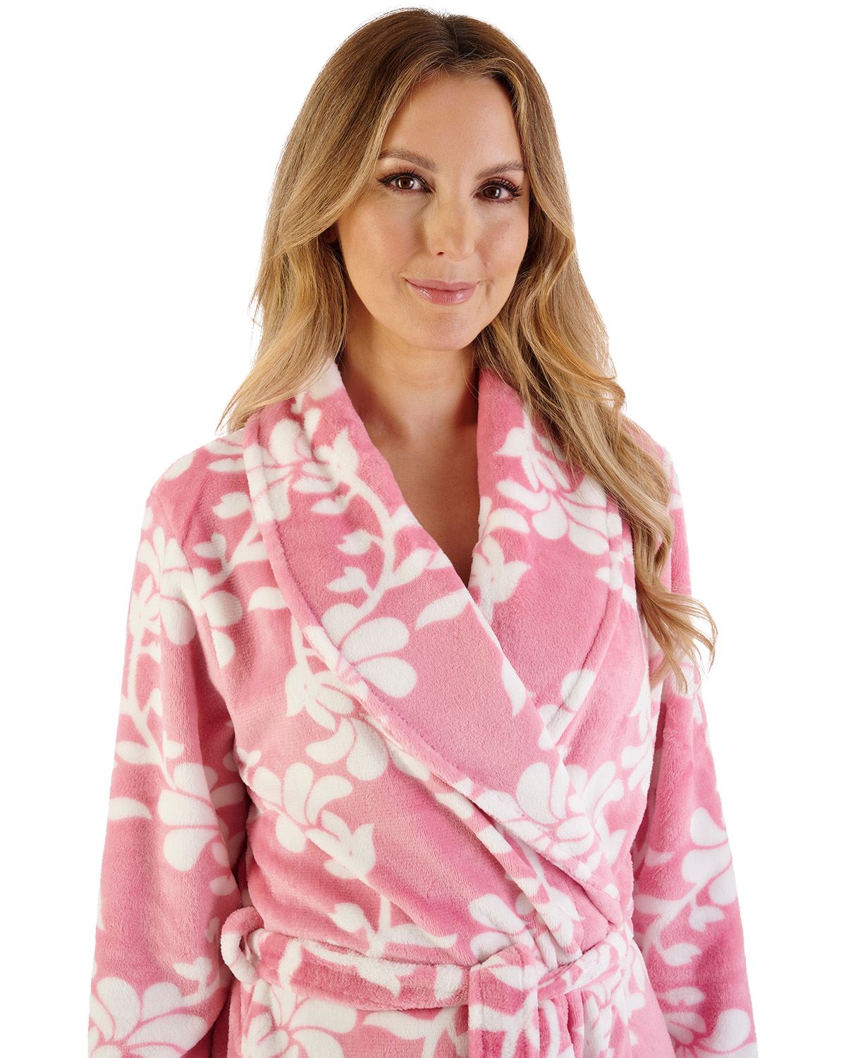 Slenderella Womens 46" Floral Flannel Fleece Shawl Collar Wrap