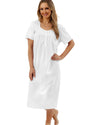 Marlon Womens Linear Floral 45" Short Sleeve Button Nightie