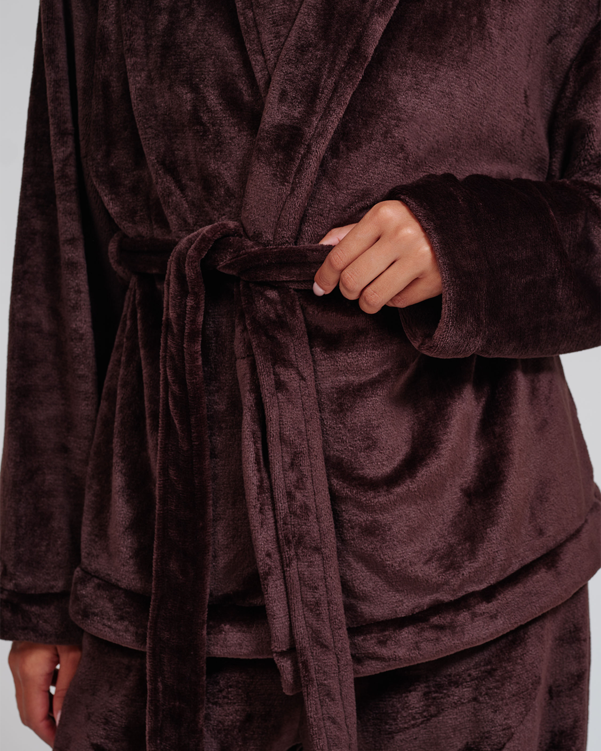 Loungeable Womens Luxury Fleece Wrap Kimono and Trouser Lounge Set