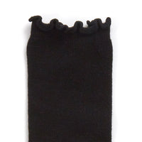 Womens 6 Pack Black Bamboo Frilly Socks