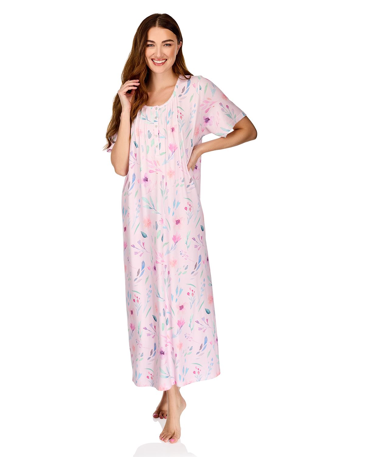 La Marquise Womens 'Watercolours' 43" & 50" Short Sleeve Nightie
