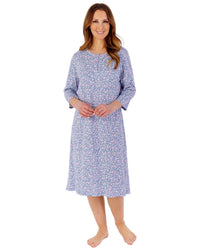 Slenderella Womens Multicoloured Floral 42" 3/4 Sleeve Nightdress