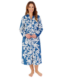 Slenderella Womens Floral Jaquard Fleece 46" Zip Housecoat