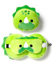 Relaxeazzz Dinosaur Plush Travel Pillow & Eye Mask