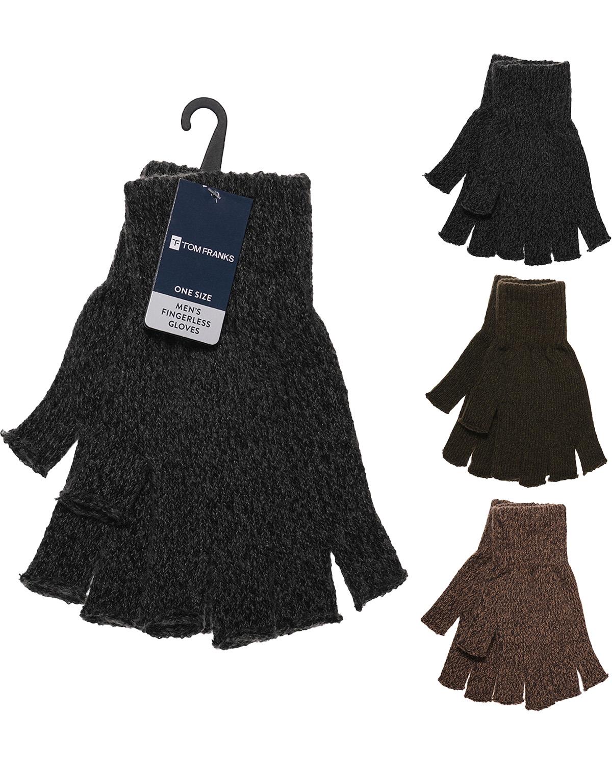 Tom Franks Mens Fingerless Winter Gloves - 3 Pack