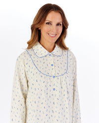 Slenderella Womens Leaf Print Flannel Cotton 45" Long Sleeve Nightdress