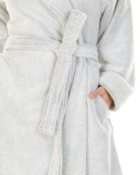 Ladies Super Soft Fleece Longpile Shawl Collar Wrap Dressing Gown Robe