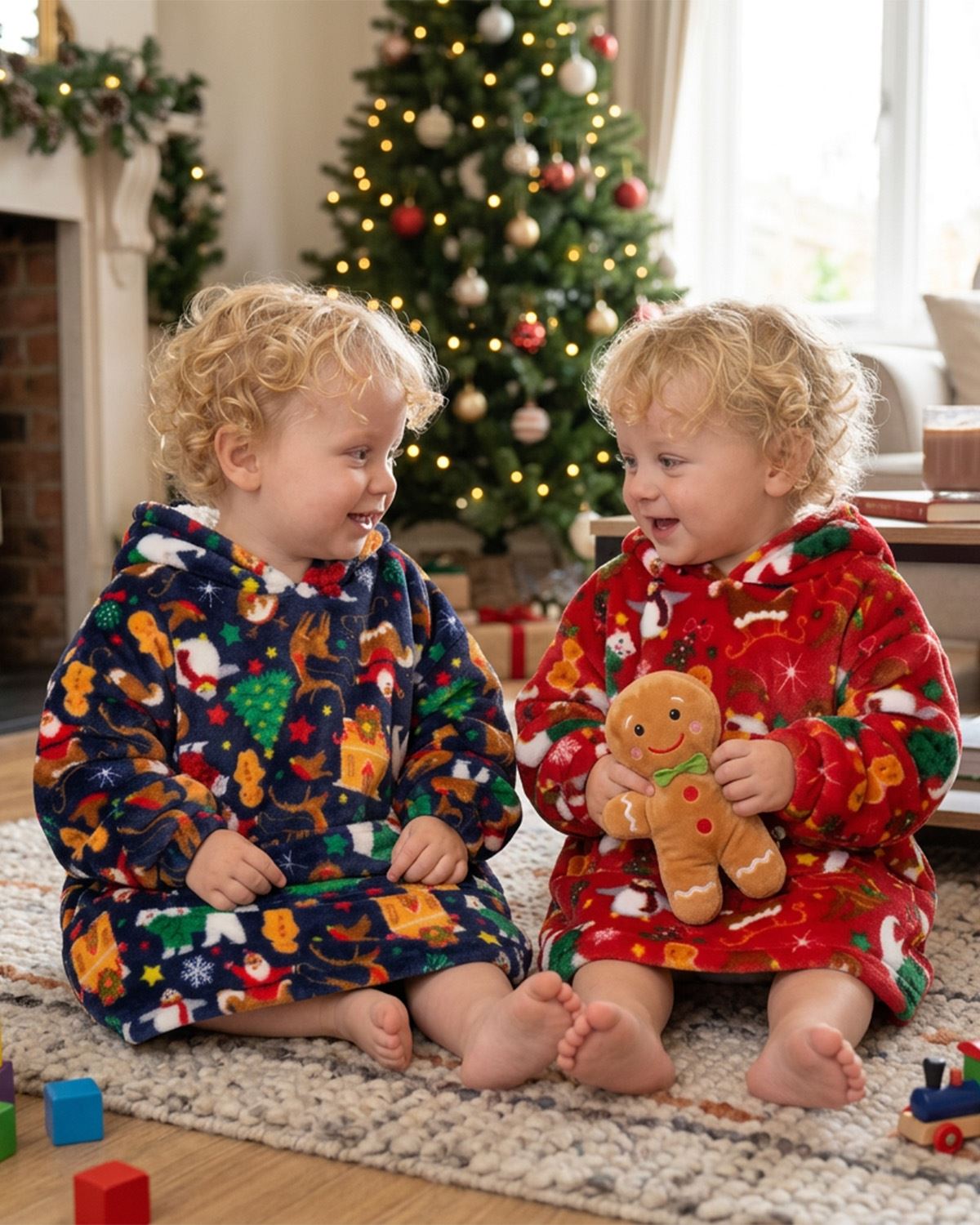 Huggable Kids Christmas Print Oversized Hoodie