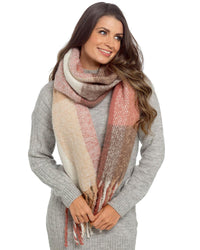 Foxbury Womens Checked Brushed Blanket Scarf